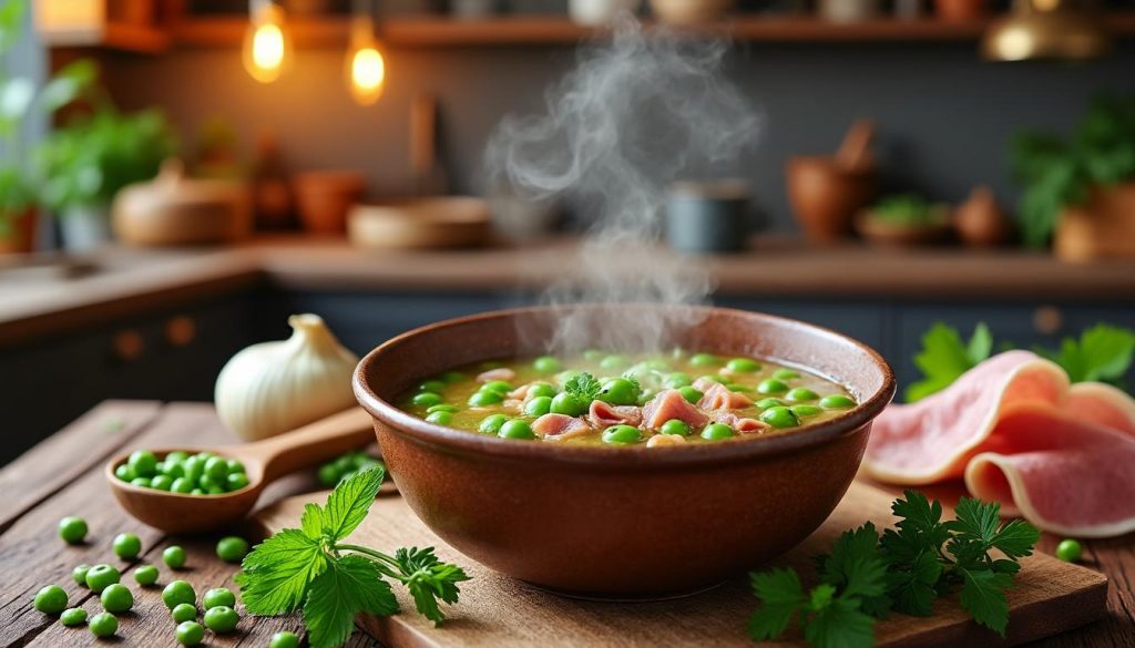 découvrez une recette facile de soupe aux pois et jambon à réaliser chez vous. parfaite pour un repas réconfortant, cette soupe maison est savoureuse, simple et idéale pour toute la famille.