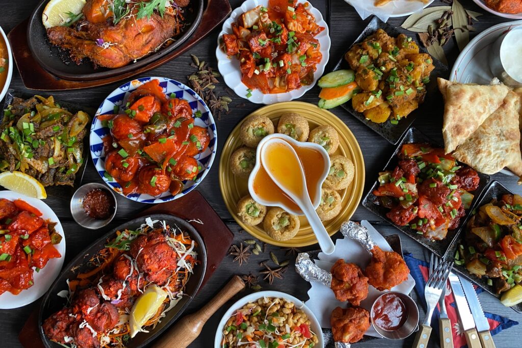 a table filled with lots of different types of food