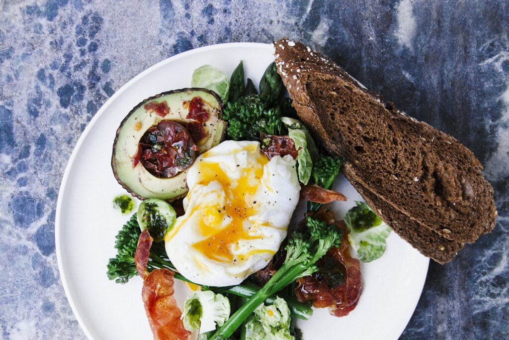 vegetable salad served on plate