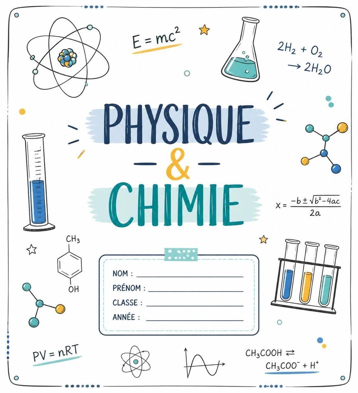 découvrez des idées originales pour créer une page de garde en physique-chimie à la fois soignée et efficace, parfaite pour impressionner et organiser vos cours.