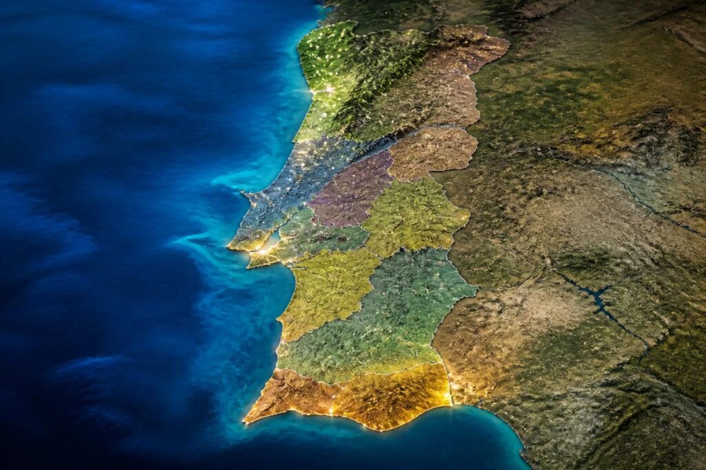 découvrez une carte détaillée du portugal mettant en avant ses régions, ses villes emblématiques et la splendide région de l'algarve à explorer.