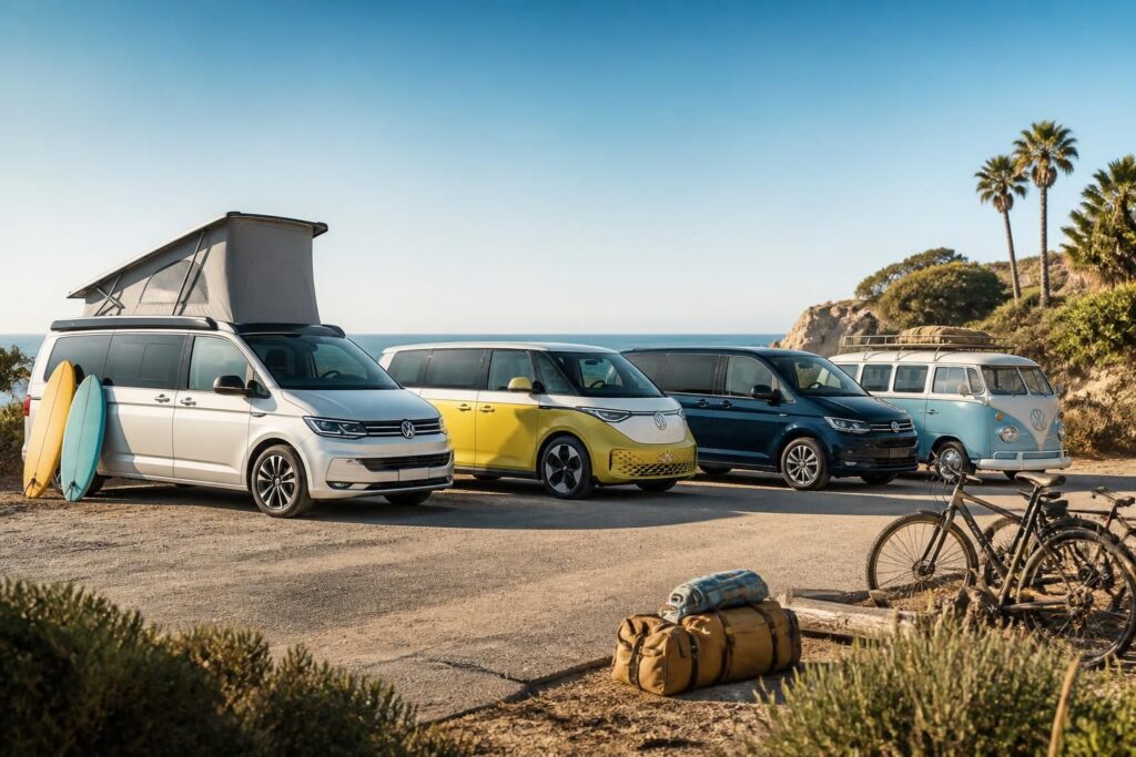 découvrez notre service de location volkswagen avec une gamme variée incluant california, id buzz, multivan et combi. profitez d'un véhicule adapté à vos aventures et déplacements.