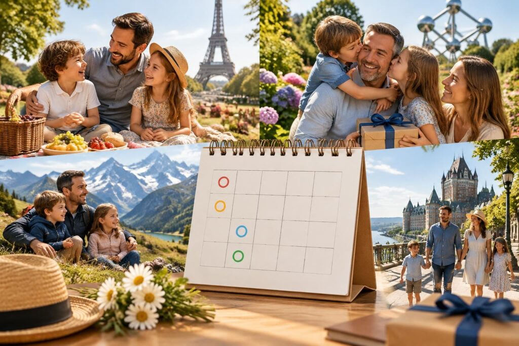 découvrez les dates de la fête des pères 2025 : 1er juin en suisse, 8 juin en belgique et 15 juin en france et au québec.